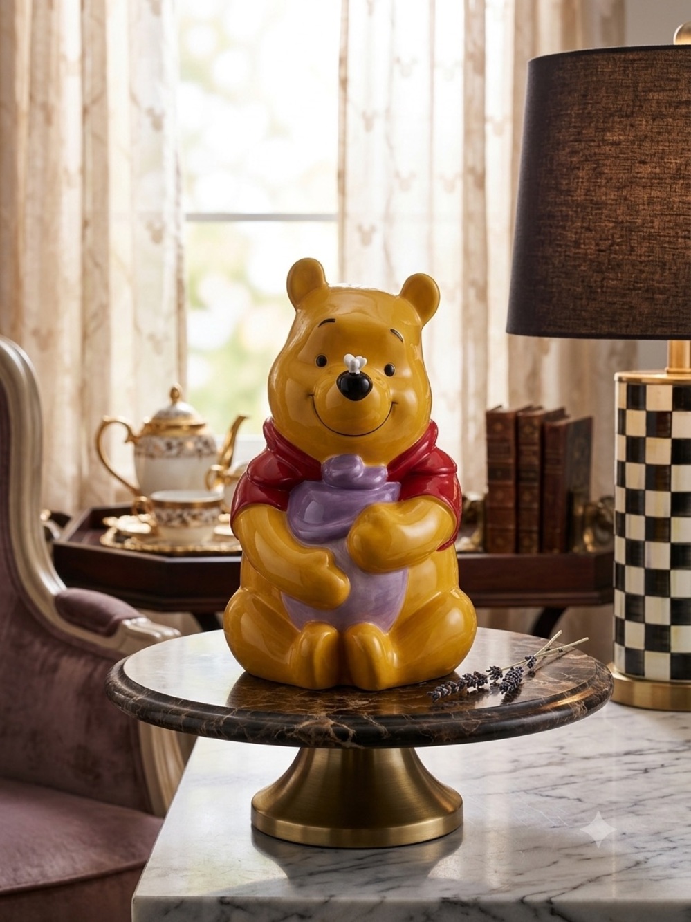 Winnie the Pooh Yellow Plush-Style Ceramic Figurine Toy